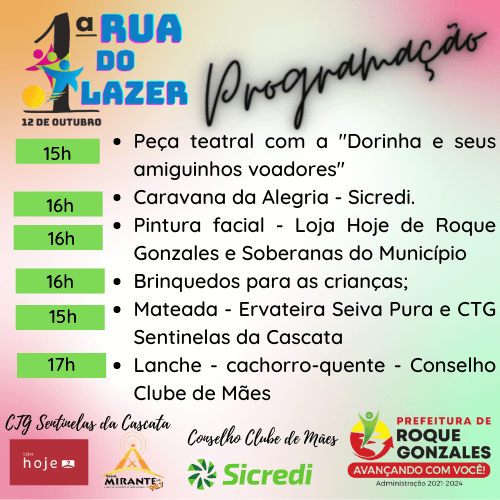 VEM AÍ A "1ª RUA DO LAZER"